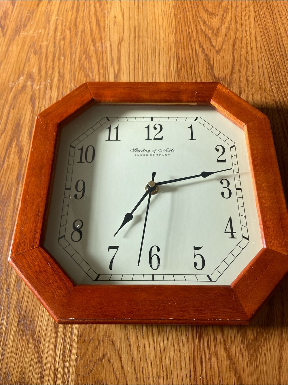 Vintage Sterling & Noble Octagonal Wall Clock in Warm Brown